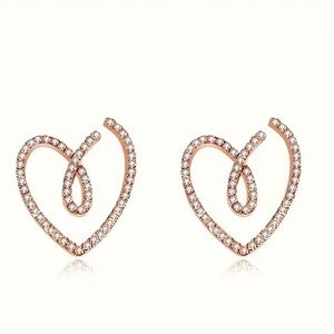 Elegant Rose Gold Heart Earrings